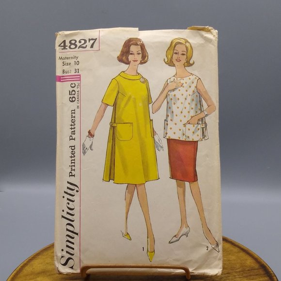 Vintage Sewing PATTERN Simplicity 4827, Women Maternity Dress Top and Skirt - Picture 1 of 3